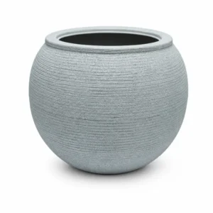 Vaso de Polietileno Esfera Grafiato 38x46 cm para Decoração de Ambientes Internos e Externos - Cimento