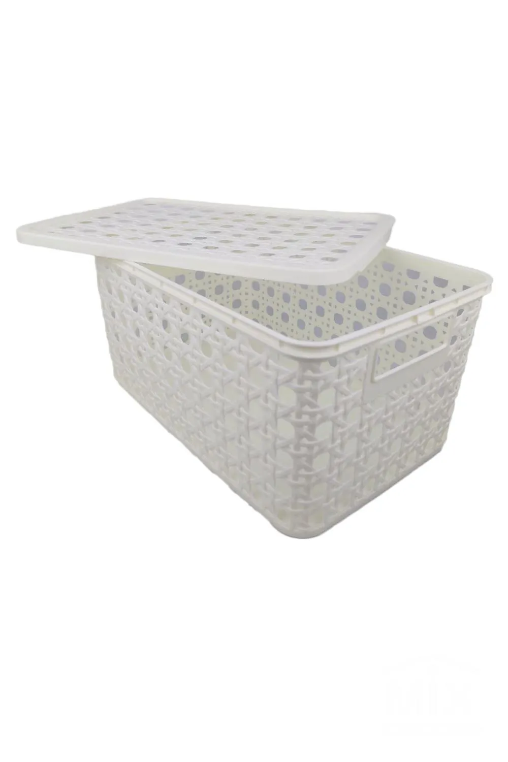 Cesta Plástica com Tampa 8 Litros Palha - Plasutil